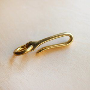 2.875" Solid Brass Fish Hook Key Holder Belt Pocket Men's EDC